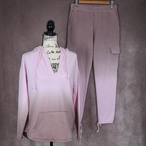 VENUS Pink Ombre Hoodie & Cargo Jogger Set - Blush to Rose